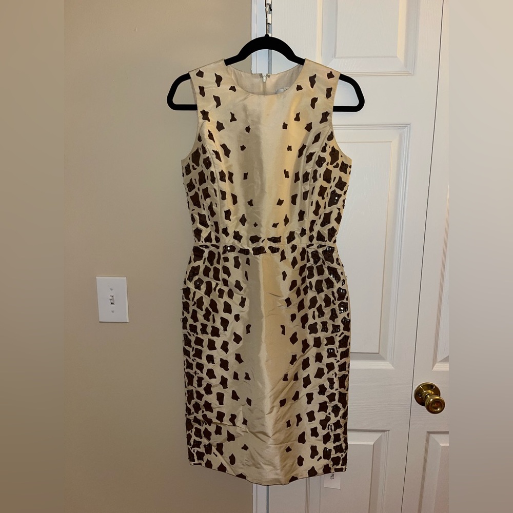 Vintage Oscar De La Renta Animal Print Cocktail Sheath Dress 2000’s
